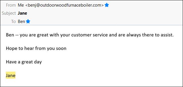 Jane's praise on Customer Service; Hyprotherm Review